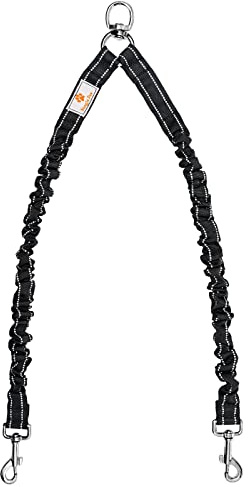 2 Dog Leash, 360° Swivel No Tangle Double Dog Walking & Training Leash, Comfortable Shock Absorbing Reflective Bungee Lead Walk 2 Dogs with Ease