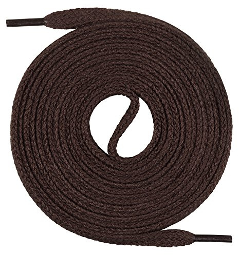 Mount Swiss Lacets Premium, 1 paire de lacets plats, 100% coton, indéchirables, largeur 7 mm, longueur 45‑200 cm 130 cm marron foncé
