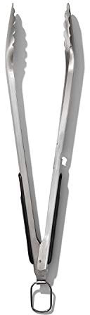 OXO Good Grips Lange Grillzange aus Edelstahl mit integriertem Flaschenöffner, 47,5 cm – für Würstchen, Gemüse und mehr