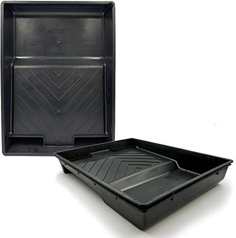 Nicholas Jack 9 Black Plastic Paint Tray - Pack of 3, Rectangular, Durable Decorating Roller Trays