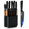 CFORM Knife Set, 15-Piece Professional Kitchen Knives Sets with Wooden Block, High Carbon Stainless Steel Knife Block Set with Steak Knives, Black