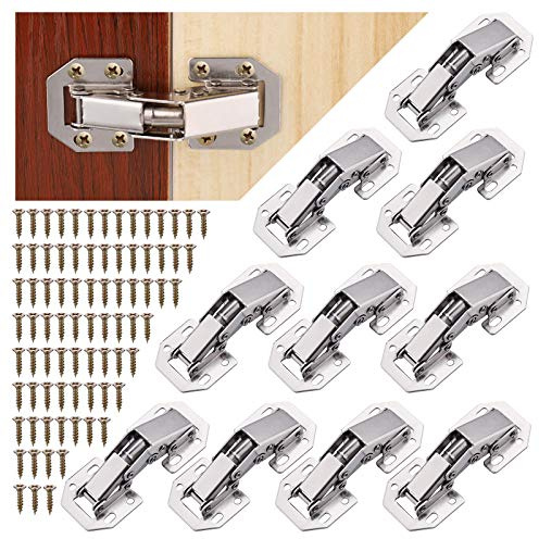 Kssvzz Hidden Cabinet Hinges(5 Pair, 10 Pack, 3 inch) Surface Mount Concealed Cabinet Hinges for Kitchen Cabinets Frameless with Screws | 90 Degree Spring Hidden Hinges for Cupboard Wooden Boxes