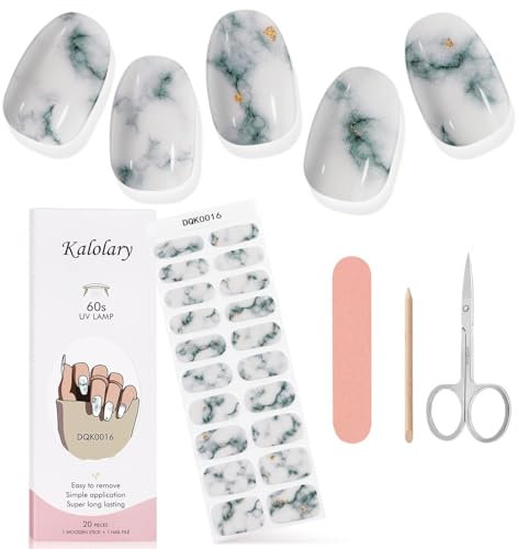 Kalolary Gel Nail Polish Strips, Nail Gel Art Sticker Waterproof Full Nail Wraps Decal Sets with Scissors Nail File and Stick for Women Girls Nail Art Decor (UV/LED Lamp Required)-16