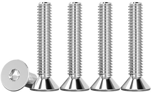 Drenky Tornillos de Cabeza Avellanada M4 X 25 mm, 50 Piezas Tornillo Avellanado Norma DIN 7991 / ISO 10642 Tornillo Allen Avellanado Acero Inoxidable A2 V2A, Rosca Completa