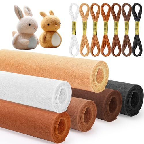 7 Stücke Filzplatten, 20 x 90 cm Bastelfilz, Filz Basteln, Filz Zum Basteln, Filz Stoff, Filzstoff zum NäHen, Filzstoff Meterware für DIY Filzunterlage Patchwork Taschenfilz (Braune Farbserie)