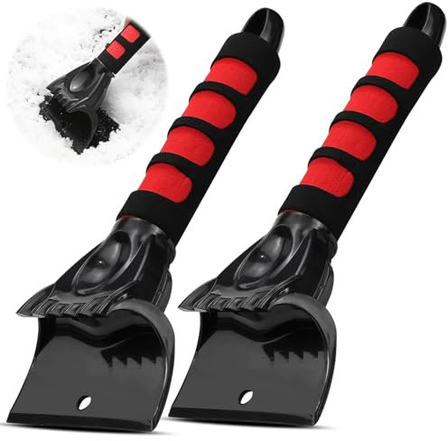 UGBO Eiskratzer Auto Kratzer Scheibenkratzer Fensterabzieher Auto Winter Zubehoer Autokratzer Ice Scraper Car Scheiben Kratzer EIS Auto Schneekratzer zum Entfernen von EIS Schnee Reif Schwarz Rot