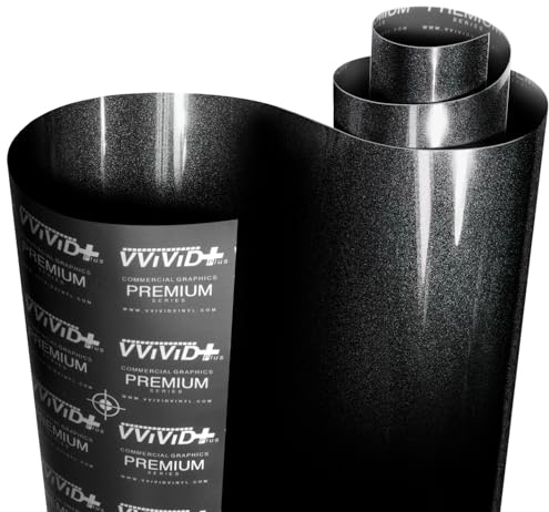 VViViD+ Ultra Gloss Black Metallic Diamond Crystal Vinyl Car Wrap (1ft x 5ft)