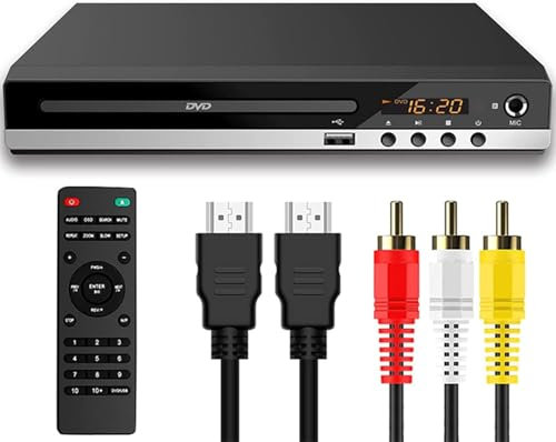 DVD Player for TV with HDMI Full HD 1080P USB Multifunction Player, CD Player for Home with Microphone Jack, USB Port, AV and HDMI Port