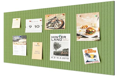 Rokeblau 120x80cm Large Bulletin Board, Decorative Felt Pin Board, 0.9cm Thick Foldable Photo Display Board with Self-Adhesive Tape, Vision Board for School Home Kitchen Office Walls - Green