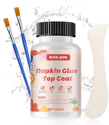 WEILAOK 250ML Decoupage Glue, Napkin Glue and Top Coat, Silky Shine Decoupage glue, Transparent after Drying, Suitable for Paper Art Creation, Collage Art, DIY Projects and Other Scenes,