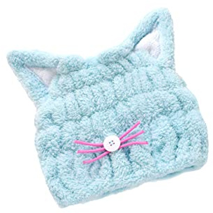 ARTSEWPLY Cuffia Asciugatura Rapida Orecchie Gatto Blu Assorbente Acqua Per Doccia Morbida e Leggera Adatta Tutti i Tipi Di Capelli