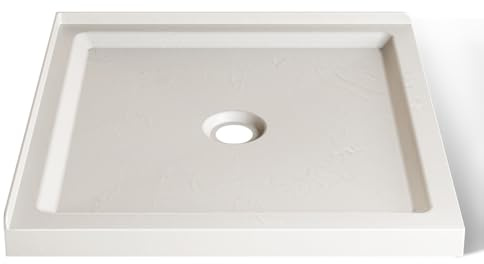 GOBESTRY 36x36 Inch Square Shower Base, Single Threshold Shower Pan for 2-Wall Corner Installation | Textured Non-Slip Surface, Scratch and Stain Resistant, Slate White Finish