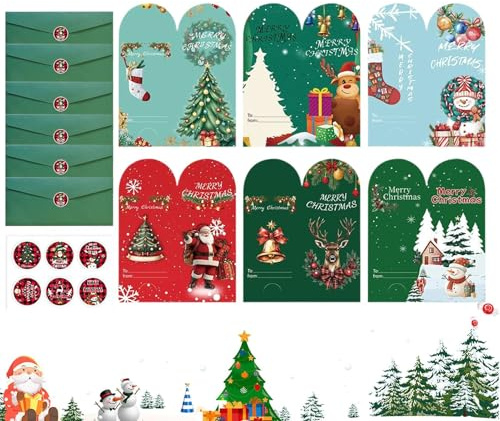 Julkort 6 Stycken Med Klistermärken