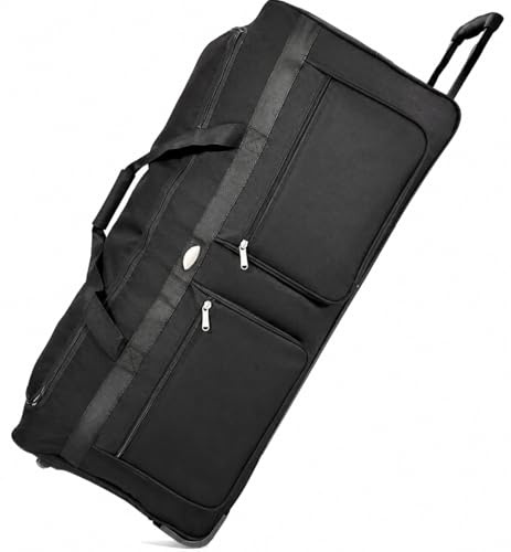 Grand Sac de Voyage à Roulettes 90cm Léger Nylon 900D Ultra Résistant – Grande Capacité, Compartiment Principal + Poches Zippées, Poignée,Manche Télescopique, Sac Sport/Week-end,Sac XXL (144, Litres)