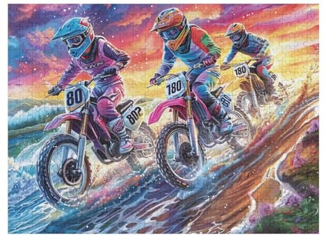 Grupo de Pilotos de Motocross Montaña Aventura Salvaje Puzzle 500 Piezas para Adultos Agradable Divertido Y Creativo Hobby Y Ocio En Casa 500 PCS（52×38cm）