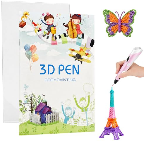40 Patterns 3D Graffiti Stencil Book for 3D Printing Pens | Reusable Drawing Template Book with Clear Heat-resistant Plate, 3D Pen Excluded