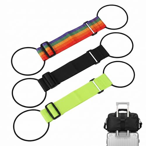 3 Pezzi Cinghia per Valigia, Cinghie Elastiche per Fissaggio Bagagli e Zaino, Cinghia Elastica Regolabile ad Alta Resistenza per Trolley e Viaggi, 5cm (Nero, Verde Fluorescente, Multicolore)
