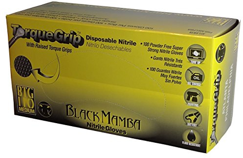 Torque Grip Black Mamba Powder Free Super Strong Nitrile Glove (Medium)