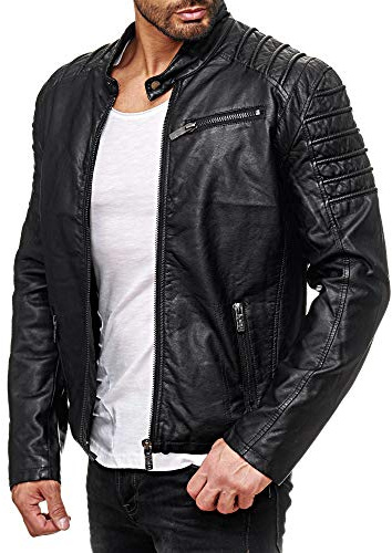 RED BRIDGE Chaqueta Moderna de Transición en Cuero Sintético para Hombre Negro