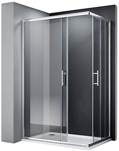 SONNI Mampara de Ducha Angular Puertas Corredera,Puertas de Ducha Apertura Central con Vidrio Templado de Seguridad 5mm (80x80x1850cm)