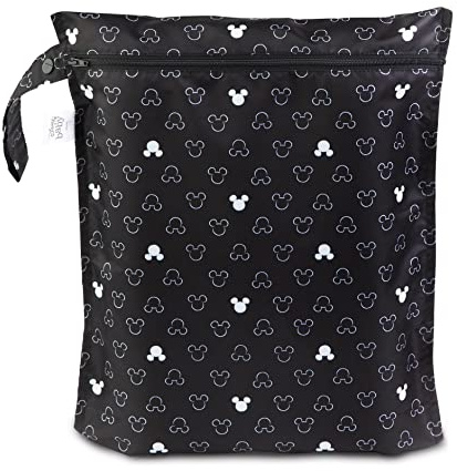Bumkins Waterproof Wet Bags for Baby, Disney Mickey Mouse, Travel, Swimsuit, Cloth Diapers, Pump Parts, Gym Clothes, Toiletries, Strap to Stroller, Zipper Reusable Bag