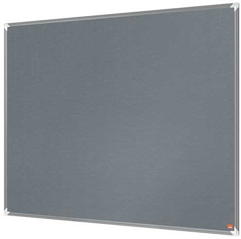 Nobo Premium Plus Felt Notice Board 1200x900mm – Grey |Pin Board for Wall, Office Noticeboard, Display Board, Felt Memo Board, Vision Board, Mood Board, EU Ecolabel Certified