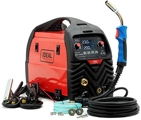 Ideal™ Poste à souder 3 en 1 MIG/MAG TIG Inverter 200 A Synergie Pulse LCD Soudure 230 V TECNO MIG 200 PULSE LCD