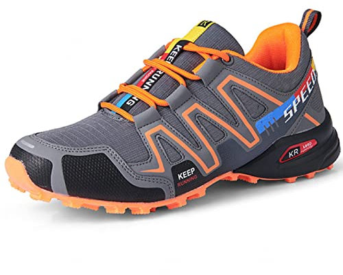 AGYE Chaussures de Cyclisme, Vélo Chaussures Hommes,Chaussures de Vélo Antidérapantes Vélo de Route Chaussures de VTT VTT,Orange-42