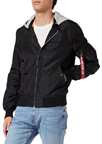 Alpha Industries Herren MA-1 TT Hood BP Ref Bomberjacke, Black, L