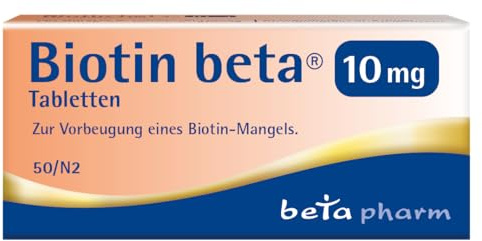 BIOTIN beta 10 mg Tabletten - Biotin 10 mg hochdosiert (Vitamin B7), 50 St. | Vitamine für gesundes Haarwachstum - für feste Nägel - Vitaminpräparat - ohne Zusatzstoffe - für Erwachsene