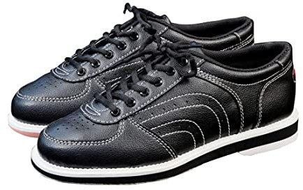 Zapatos De Tazón para Mujer Zapatos De Caminar De Interior Zapatos De Bowling De Cuero Transpirable Zapatillas De Deporte De Gimnasio De Tazón Ligero,Negro,40 EU