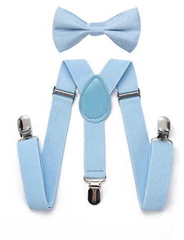 NANXJIUR Set di bretelle per ragazzi elastici e regolabili in lunghezza per bambini da 1 a 8 anni, azzurro, S