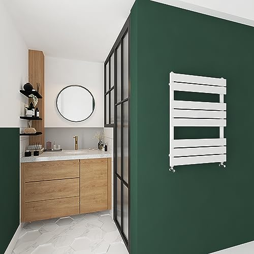 Skybathroom | 800x600mm White Towel Rail Radiators Designer Bathroom Flat Panel Heated Rad Ladder
