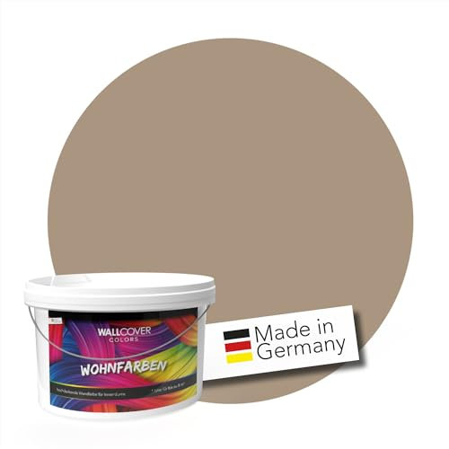 WALLCOVER Peinture murale de qualité supérieure | Marron Clair | 1L = 8m² | Pour les intérieurs à très haut pouvoir couvrant (classe 1) | Finition mate | Fabriquée en Allemagne