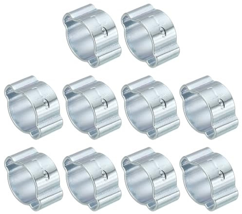 PATIKIL Confezione da 10 fascette doppie tubi da 7-9 mm, ring crimpare acciaio zincato collegamenti raccordi tubi, tono argento
