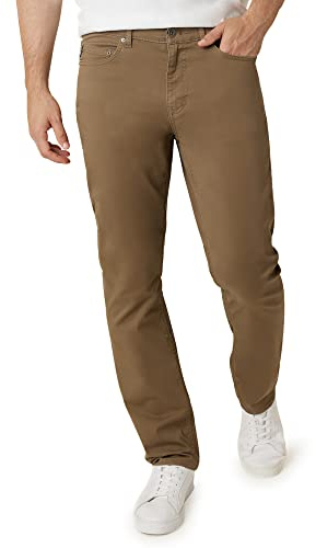 Chaps Men's Pants - Casual Slim Fit Cotton Stretch 5 Pocket Modern Chino Dress Pants - Work Pants for Men, Size 32W x 34L, Deep Khaki