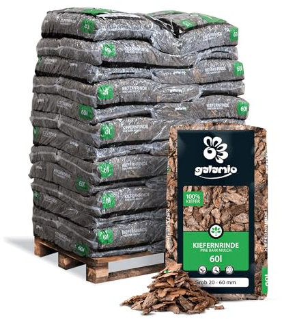 GALAMIO Rindenmulch Kiefer Grob 20-60 mm - 2340L (39 x 60L) - unbehandelter, natürlicher Bodenschutz