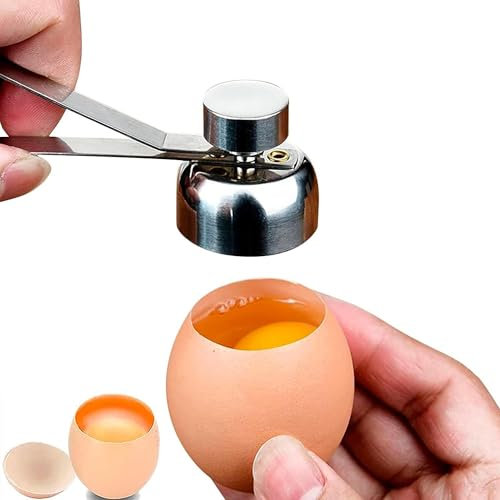 Ouvre-œuf en acier inoxydable, ouvre-coquille, coupe-coquille en métal, coupe-œuf cru, mou ou dur en acier inoxydable, ouvre-coquille en acier (argent)