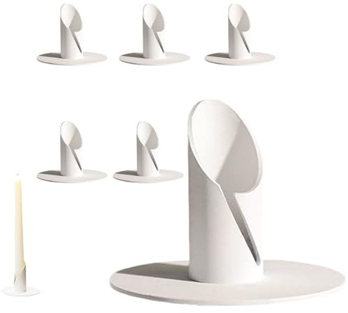 Kerzenständer, 6 Stück Kerzenhalter aus Metall, Innerer Durchmesser 2,2 cm Candlelight Dinner Kerzenhalter, Stumpenkerzenhalter, Kerzenständer Stabkerzen, für Taufkerzen, Hochzeitskerzen, Weiß