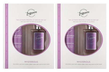 Designer Fragrances Mysterious Female Twin Gift Set - Includes 2 x 100ml Body Spray Deodorant Cans, 2 x 50ml Women’s Eau De Parfum Sprays - For Instant Freshness on The Go - Long Lasting Smells