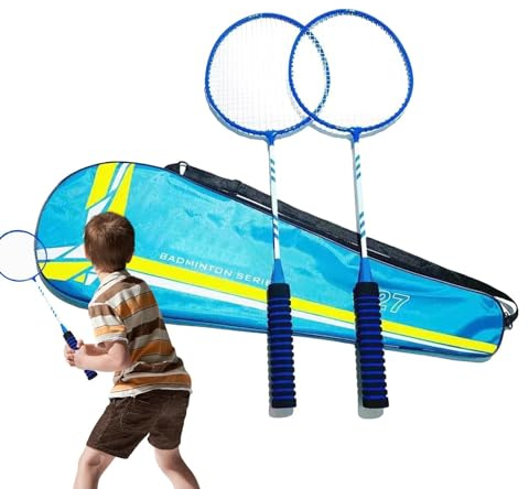 Badmintonracketsset | Lätt Badmintonracketsersättning för 2 spelare, robusta halkfria racketar för Badminton-utrustning, familj spel