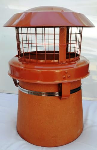 Premium Tall Terracotta Bird Guard Rain Cap Cowl. Birdguard fits Chimney pots from 125mm to 270mm Internal Diameter