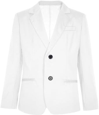 Vxuxlje Enfant Garçon Veste de Costume d'honneur Manteau Blazer de Mariage Cérémonie Soirée Boutonné Smoking Costume Anniversaire Fête 3-14 Ans Blanc 13-14 Ans