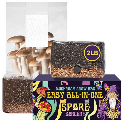 SPORE SORCERY Kit de culture de champignons | Kit de culture de champignons tout-en-un de 0,9 kg avec nutriments exclusifs | Pousse comme par magie | Kit de fournitures de mycologie avec port