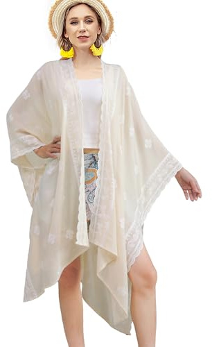 Iris Sprite Women Swimsuit Cover Up Embroidery Print Cardigan Beach Dress Floral Bikini Swim Coverup for Summer