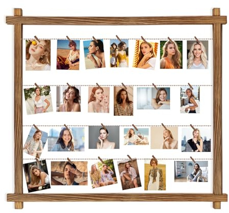 FURAOMEILI Collage-Bilderrahmen,Fotodisplay-Tafel mit Clips,Hängende Wanddekoration für Abschlussfeier,Geburtstag,Studentenwohnheim,Fotokartenhalter,Aufgerüstet,Einfach zu montieren,Groß,77cm