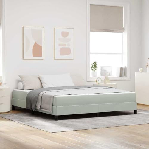 SKM Lit boxspring avec Matelas Gris Clair 180 x 200 cm Velours,Meubles,Lits & Accessoires,Lits & Cadres de lit,Gris,54.48KG,3398707