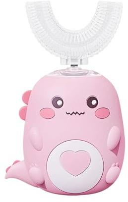 Horuili® Cepillo de Dientes Eléctrico para Niños 2-12 Años, 360° Ultrasónico en Forma de U, con 2 Cabezales de Silicone, Temporizador 60s, Impermeable, Recargable USB