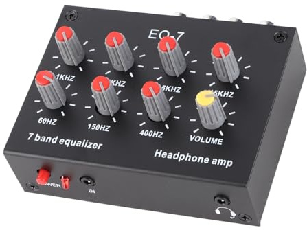 Pssopp Ecualizador de Sonido Digital para Automóvil de 7 Bandas, Material de Aleación de Aluminio, Ajuste de Graves Altos, Control de Frecuencia Preciso, Ideal para Auriculares y Parlantes