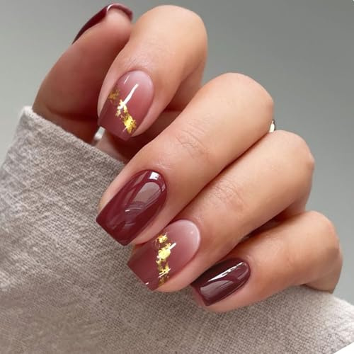 JMEOWIO Autocollant Ongles Gel UV Dégradé Rouge Vin Gel Nail Art Stickers Semi-durci Stickers Ongle Deco Ongle Design Manucure